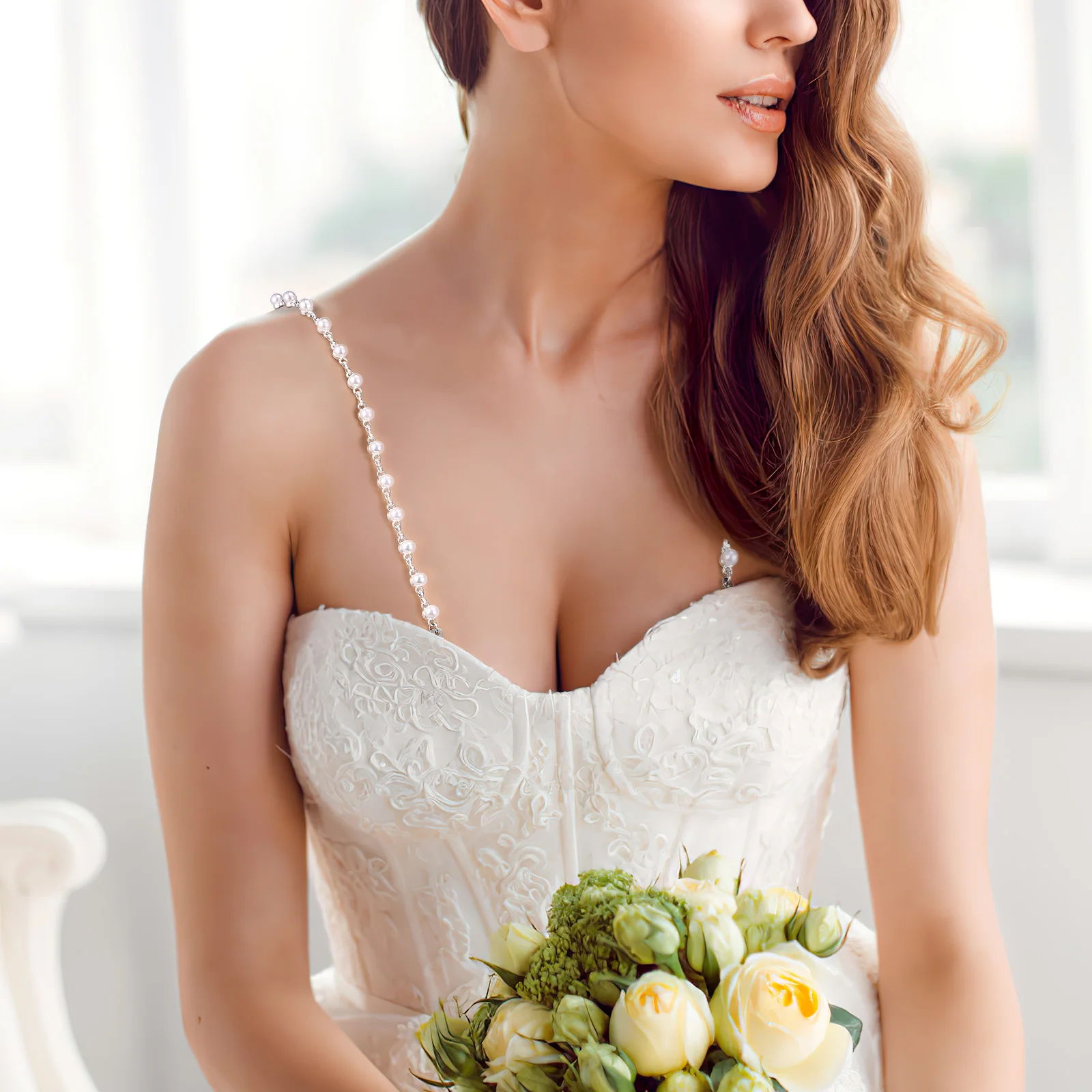 

Pearl Strap Bra Accessories Fashionable Alloy Shoulder Straps Detachable Comfortable Durable Summer Belts Decors Straps