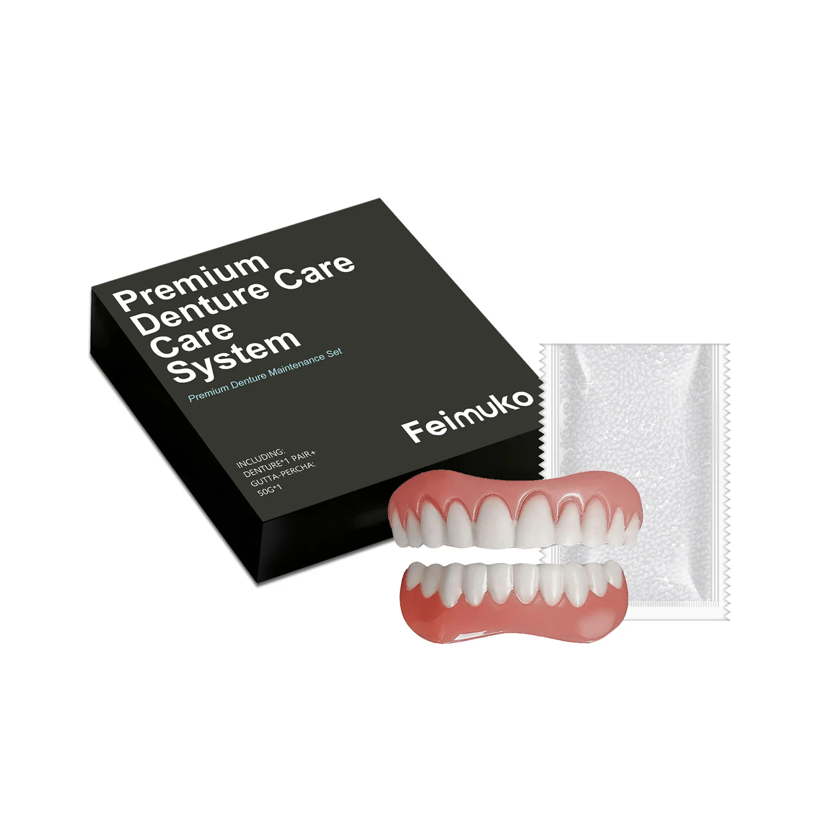 Dentures Full Set Adjustable Snap-On Fake Teeth Portable Whitening Silicone Denture Decorate Gaps For Teeth Enhance Aesthetic