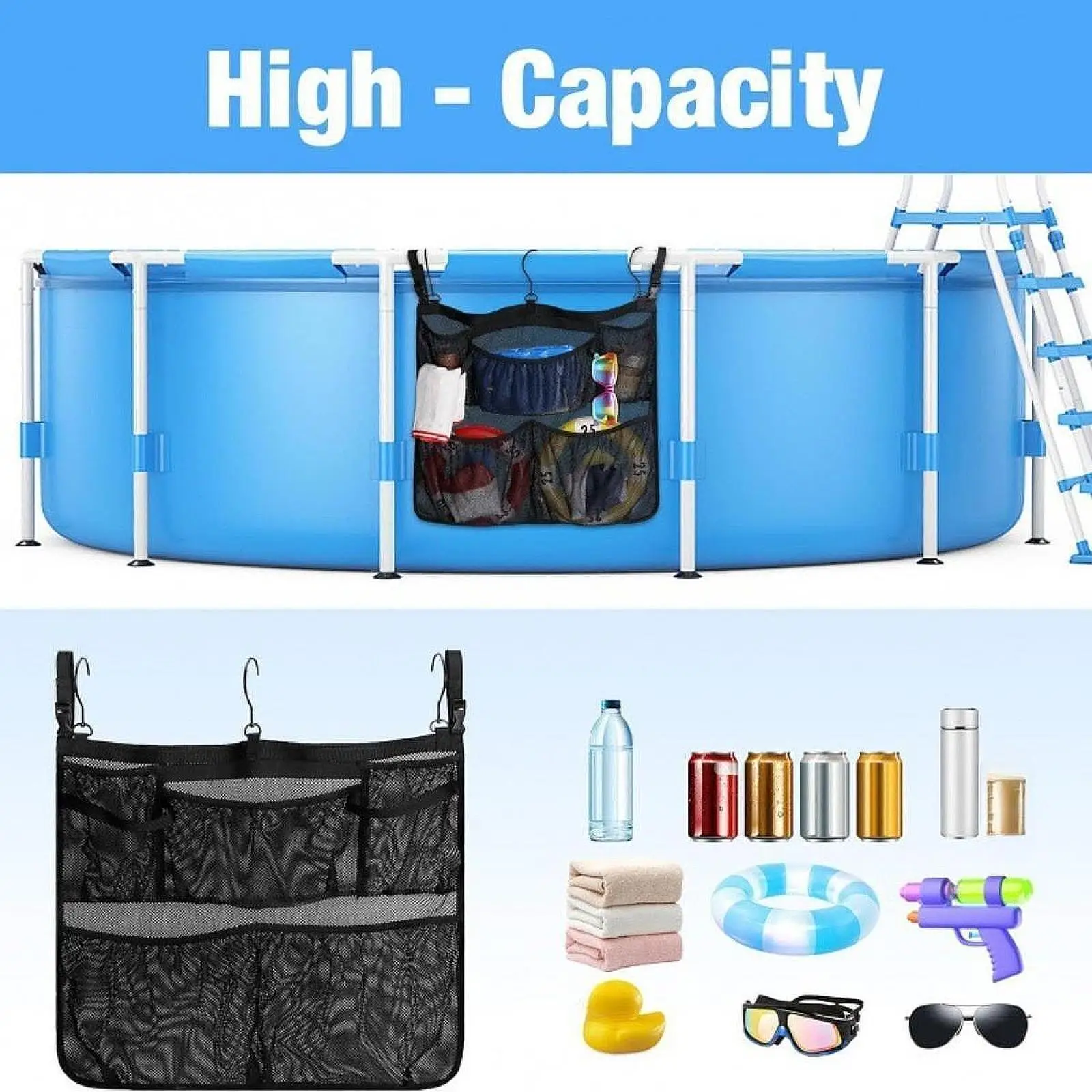 

Pool Storage Bag above Ground Pool Storage Organizer No Spills Pool Storage Pool Floats Storage Bag for Frame Swimming Pools