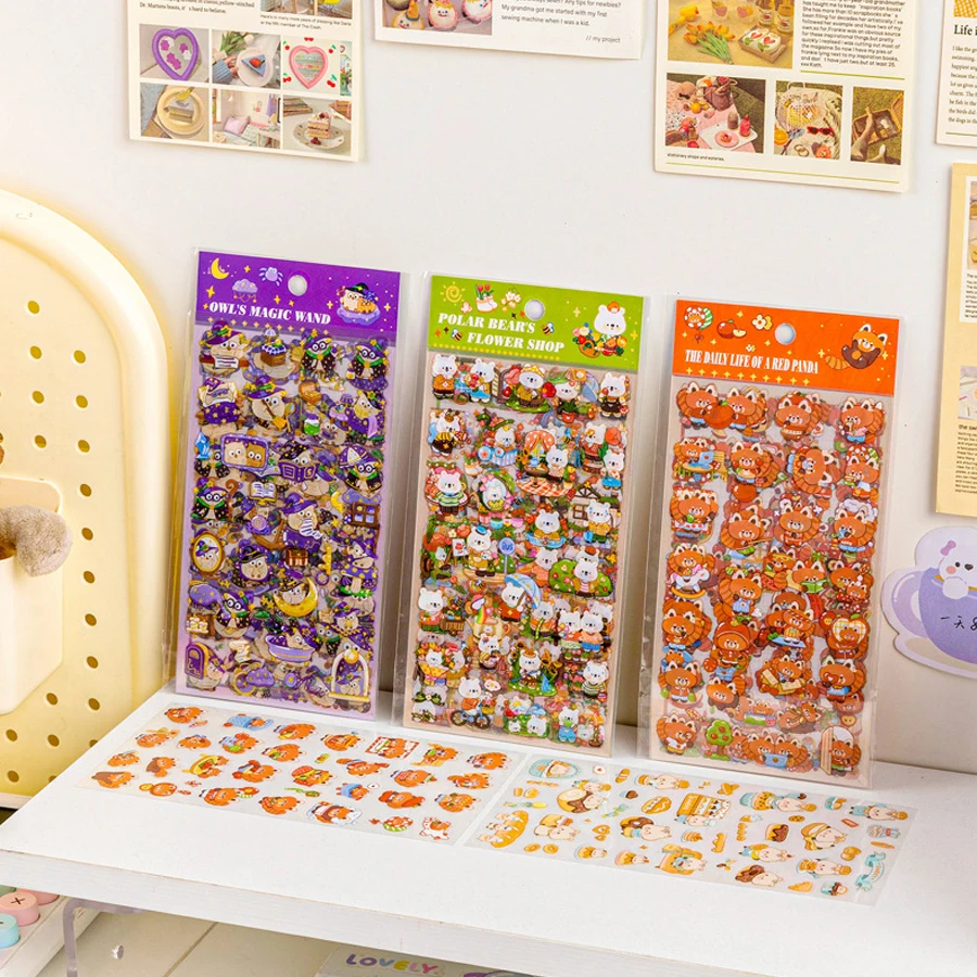 6 Sheets Kawaii Hamster Bakery Stickers Waterproof Transparent PVC Decals for Water Bottle Journal Scrapbooking DIY Decor 