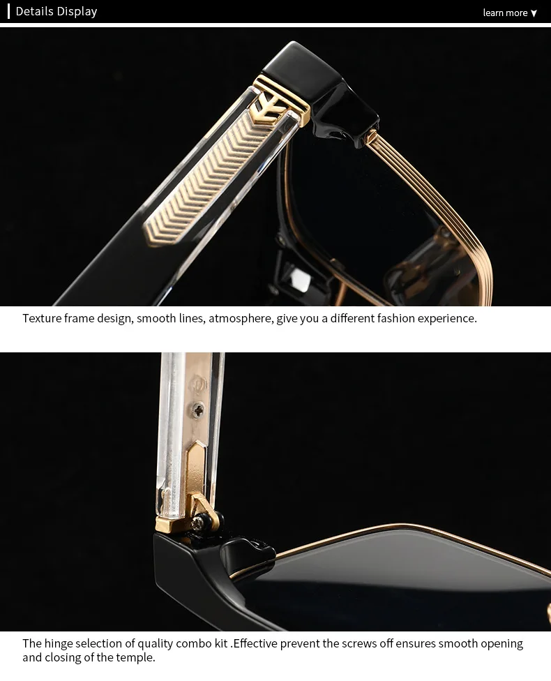 SHAUNA Übergroße Halbrahmen-Sonnenbrille mit Doppelbrücke, Retro-Herren-Quadrat-Sonnenbrille, Modische Luxus-Damen-Sonnenbrille mit Nieten, Trendige UV400-Schutzgläser – Detail 18