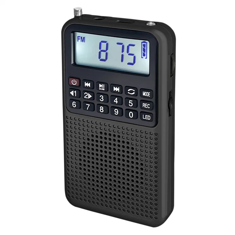 L-628 Mini FM Radio with TF Card Slot Flashlight LED Light Earphone Jack Rechargeable Battery Radios For Running Walking Home