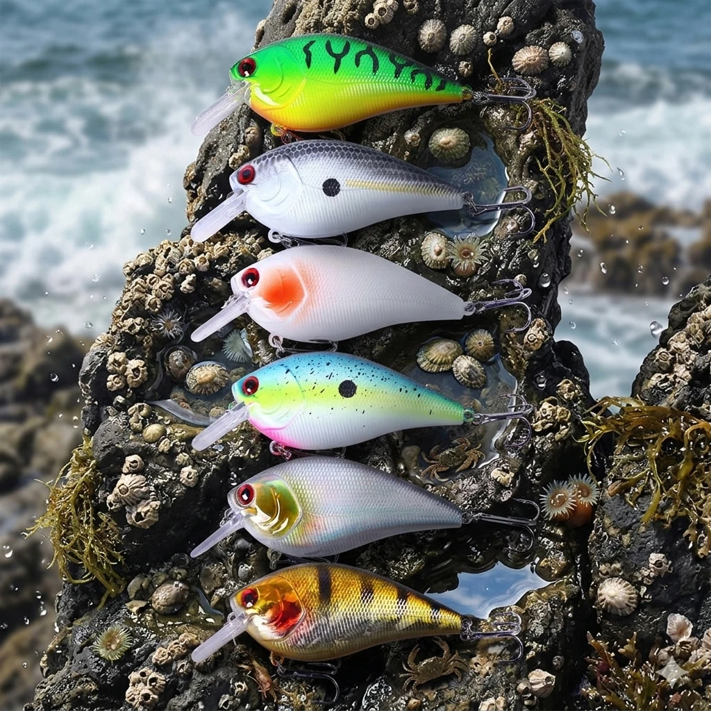 6-teiliges Angelset 8,5 cm 15 g Rasselnder Flachwasser-Crankbait Künstlicher Wobbler für Barsch und Hecht Hartköder Angelzubehör