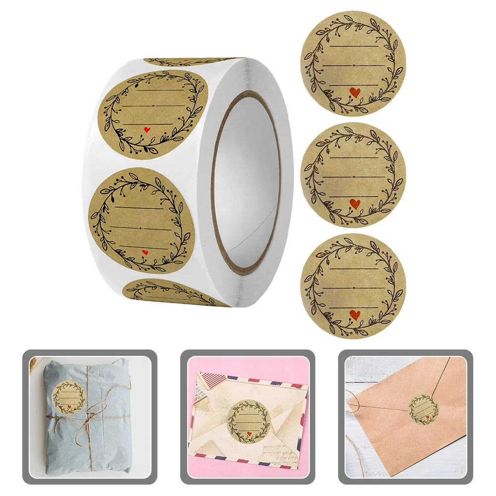 500 Pcs Stickers Labels Gift Packing Multi-use The Flowers Seal Kraft Paper Decorative Sealing