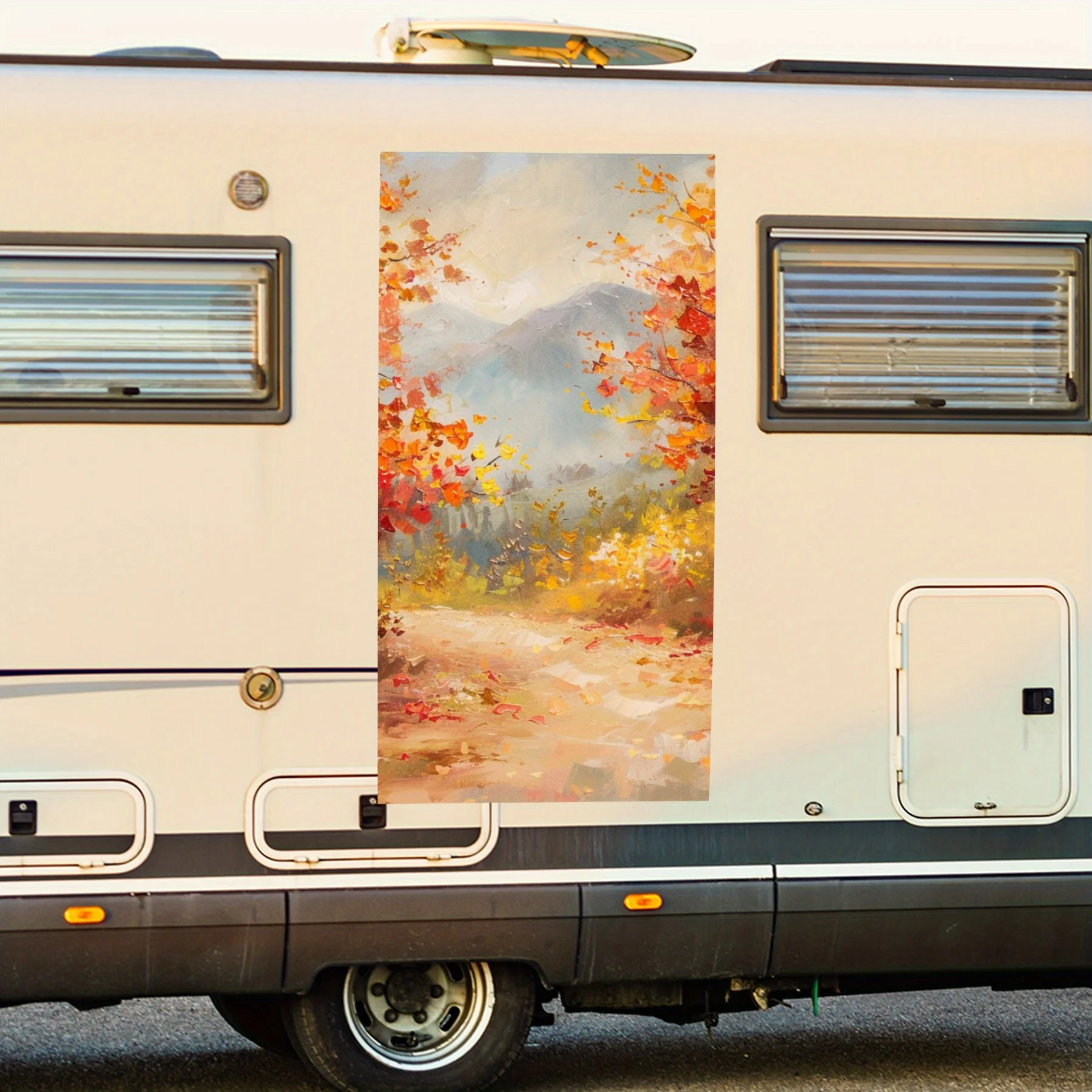 

Осенняя дорожка, картина маслом, виниловая наклейка для двери автомобиля на колесах, водонепроницаемые самоклеящиеся виниловые наклейки, декоративная защита автомобиля