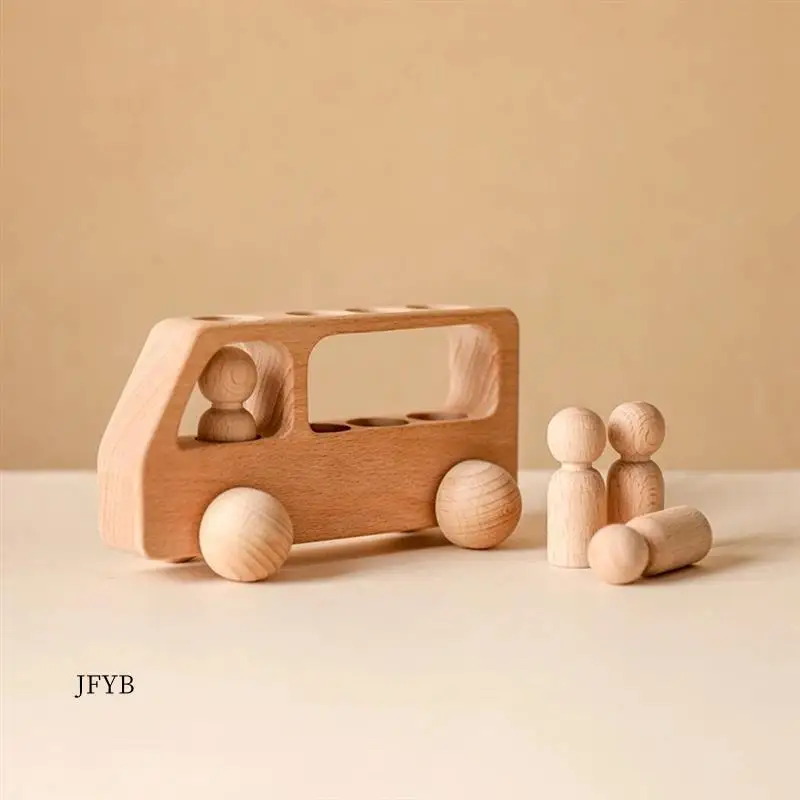 

JY-Outdoor Wooden Bus Game Kit Baby Wooden Bus Educational Blocks Natural Wood Car Little Teething Toys Birthday Gifts