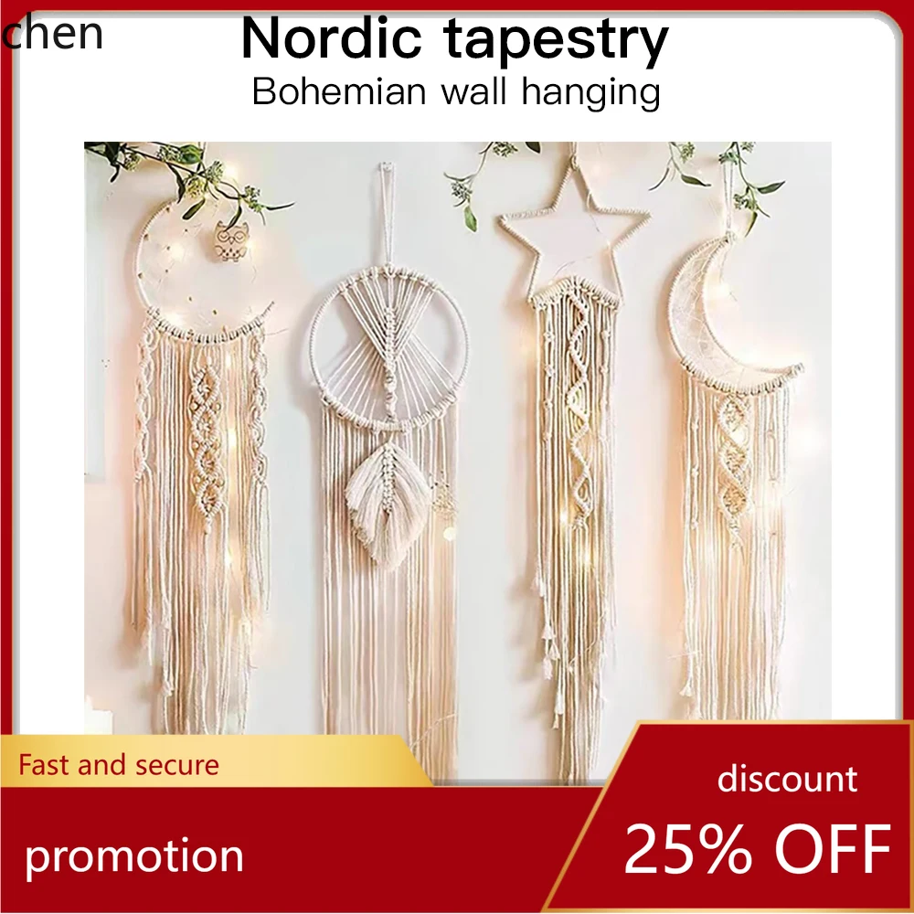 HT Popular Woven Tapestry Dream Catcher Pendant Home Decoration Star and Moon Hanging Cloth Wholesale