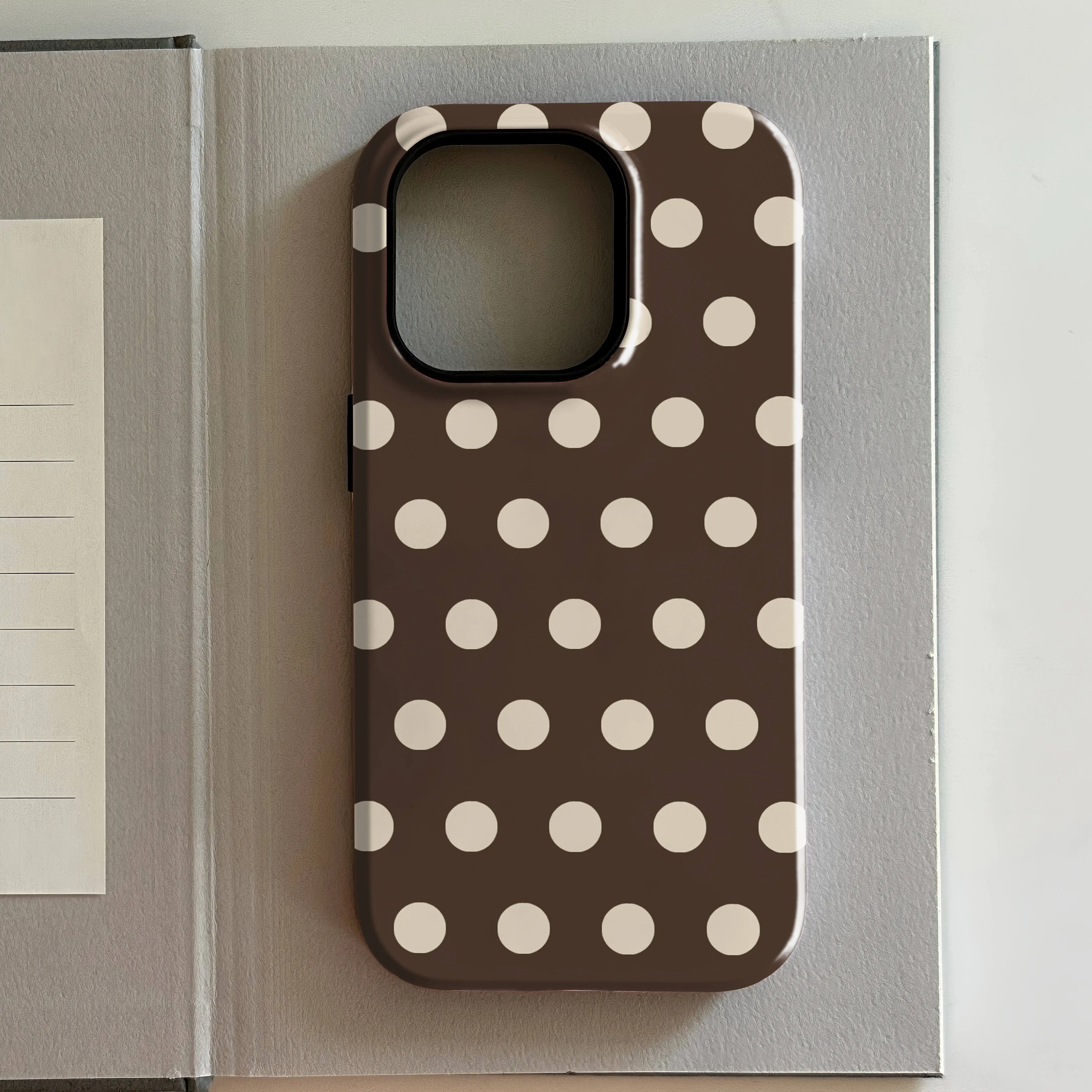 Luxo ins chocolate polka caso de telefone para iphone 17 16 15 14 13 12 11 xs xr xsmax 7 8 air pro max plus capa traseira dupla camada
