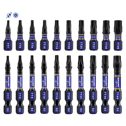 Geinxurn T7-T40 Security Torx Screwdriver Bit Set,Impact Tough Magnetic Torx Head Power Bits, S2 Alloy Steel Star Bit