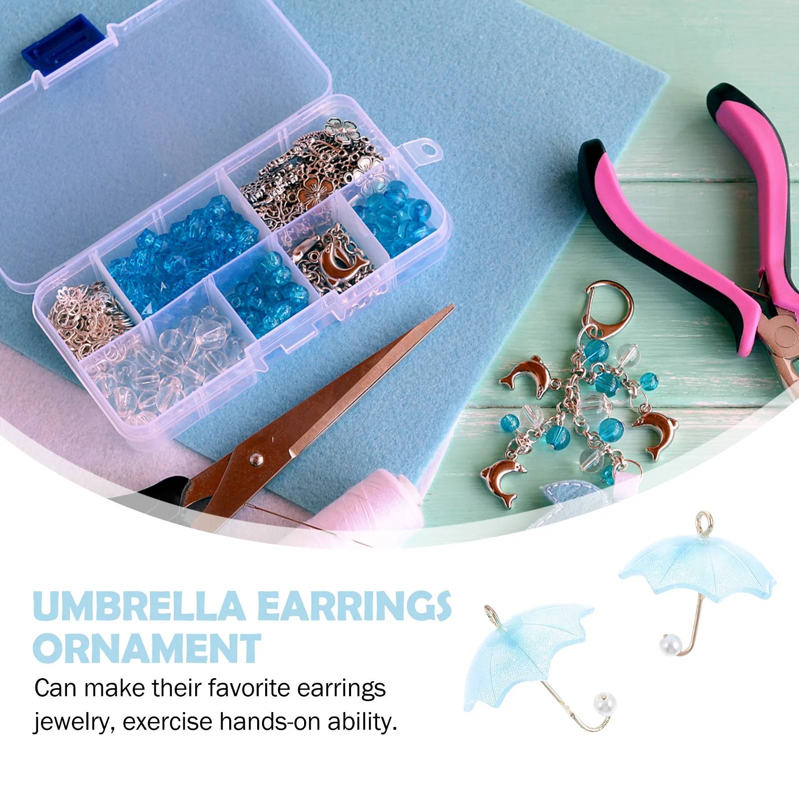 

4pcs Mini Umbrella Pendant Diy Charms Jewelry Making Accessories Creative Ear Decor For Women Simulated Raindrop Design Hanging