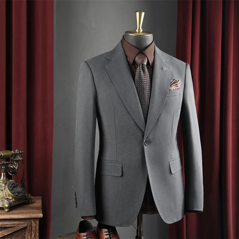 

Мужской пиджак KIDWHXR: Новинка, простой крой, отложной воротник, приталенный, однобортный, с длинным рукавом, для делового и повседневного стиля, мужская верхняя одежда