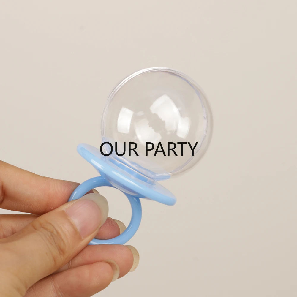 6Pcs Plastic Pacifier Nipple Candy Boxes Gender Reveal Theme Transparent Gift Packing Box for Baby Shower Birthday Party Decor