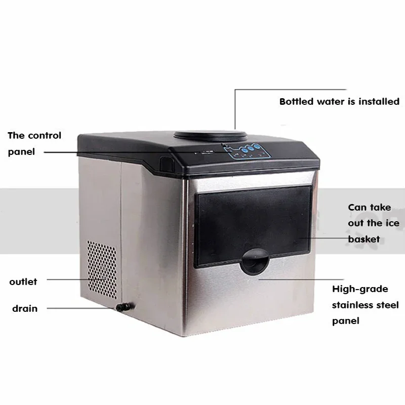 ماكينة صنع الثلج المحمولة |   صانعة ثلج على سطح الطاولة مع وظيفة التنظيف الذاتي مع مقاسين ثلج اختياريين