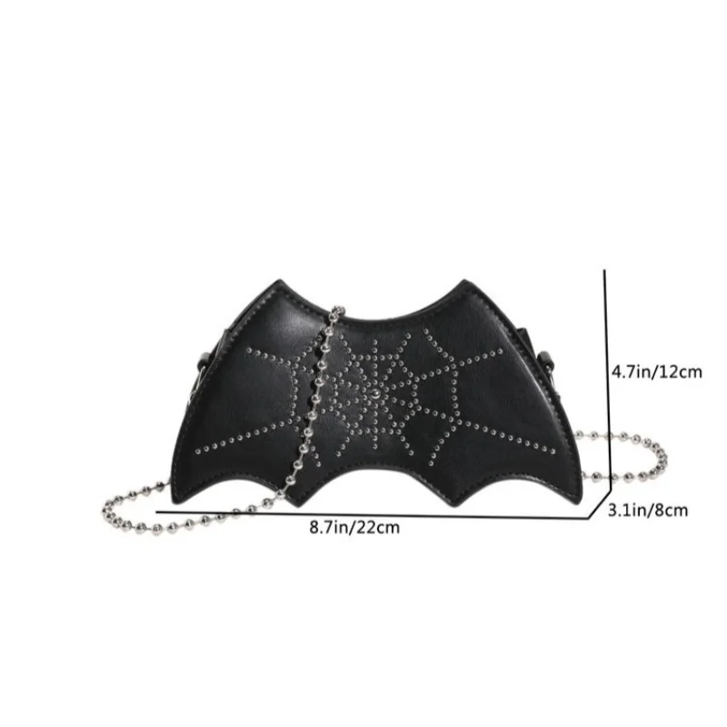 Halloween Bat Bag Dark Punk Style One-shoulder Cross-body Rivet Personalized Small Square  Bags for Women