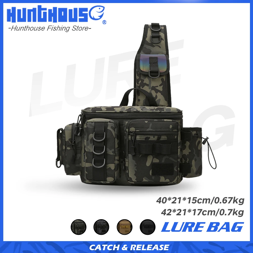 

Hunthouse Fishing Tackle Bag Single Shoulder Crossbody Bag Waist Pack Fish Tool Lure Gear Utility Storage Outdoor Tactical Bags