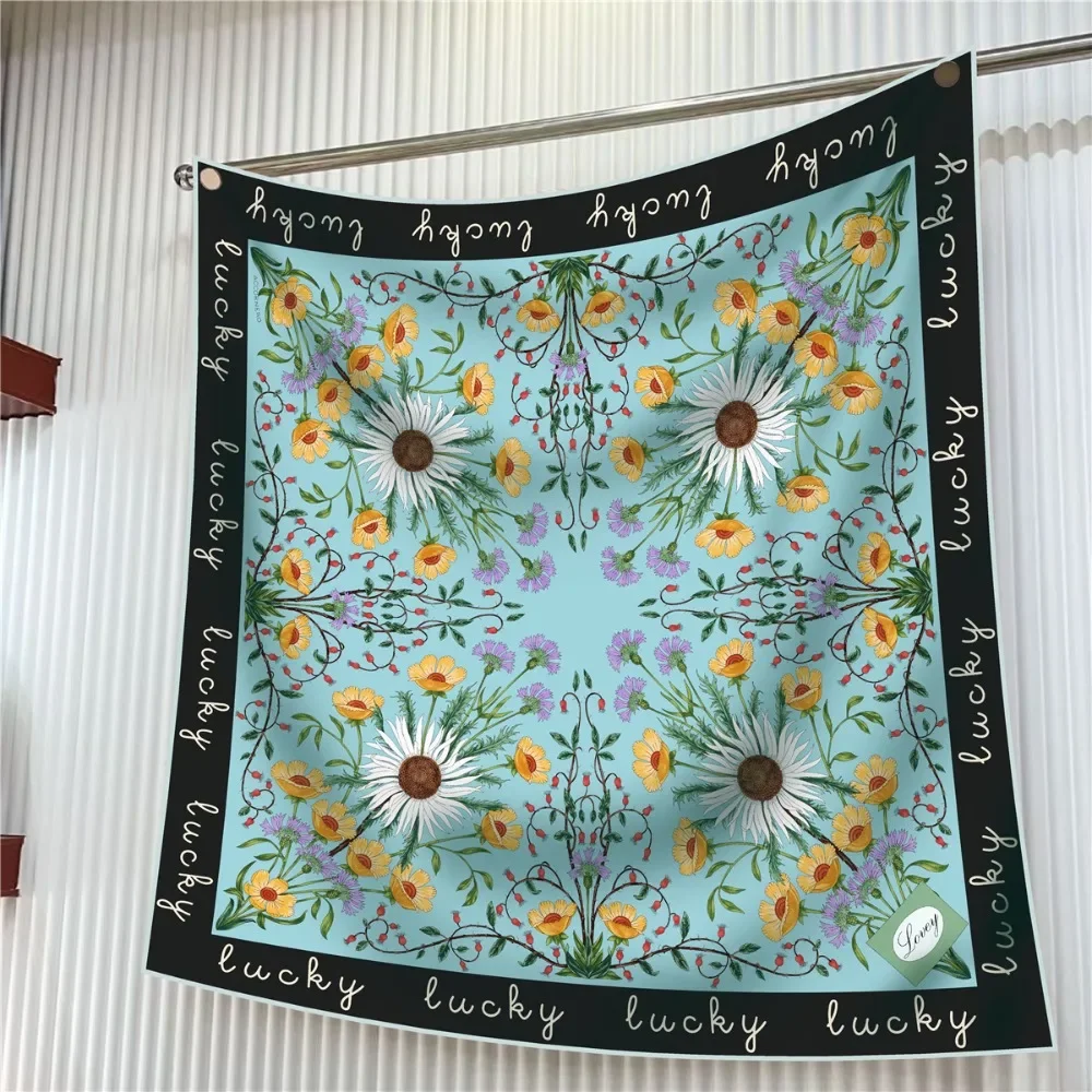 

Универсальная сумка для головных уборов, одежда и аксессуары, квадратный шарф, новый подсолнух, Ханчжоу, высококачественная саржевая шелковая женская шаль