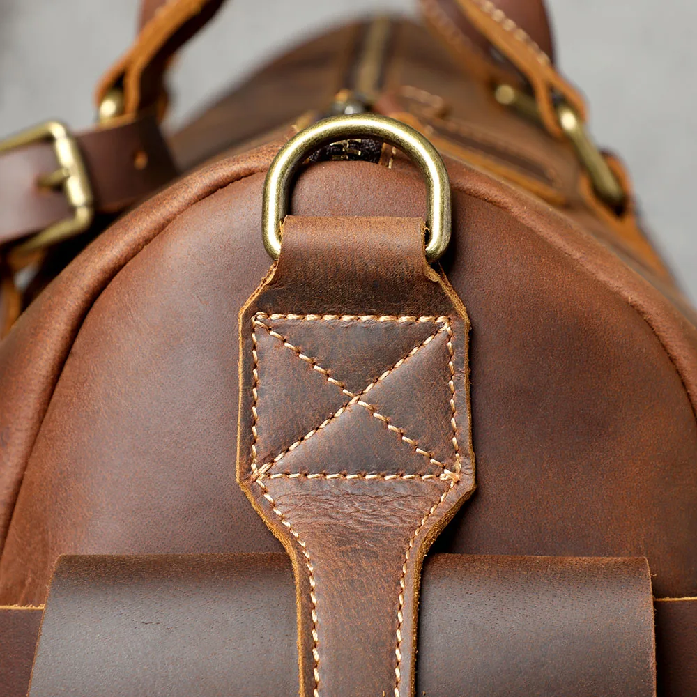 S.WORKER Handgefertigte Reisetasche aus Vollnarbenleder, Echtleder, große Kapazität, Business-Gepäck, Wochenend-Reisetasche – Detail 19