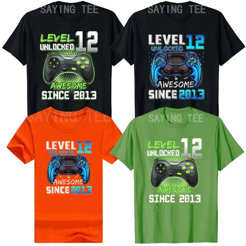 

Level 12 Unlocked Awesome Since Video Game Controller Graphic Tee Breathable Short Sleeve T-Shirt