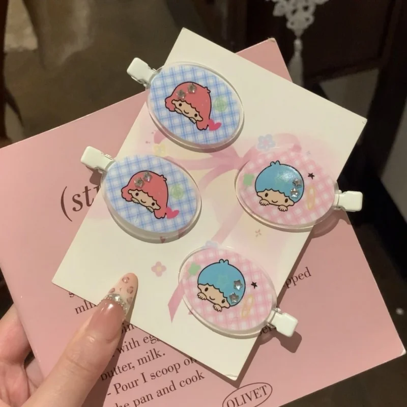 الكرتون سانريو ليتل التوأم نجوم القطع الناقص منقوشة الاكريليك دبوس الشعر طالب الانفجارات Traceless bb مشبك شعر الشعر الديكور الفتاة هدية