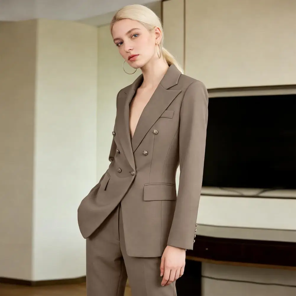 Casual Long Sleeve Blazer Pant Sets Suits For Woman 2025 Fashion 2 Pieces Set For Women Office Lady Coats Jackets