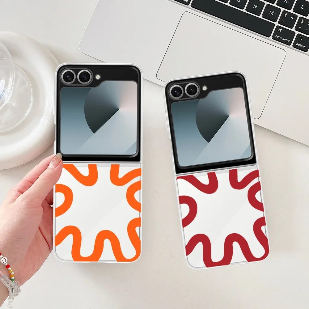 

INS Aesthetic Trend Abstract Phone Case for Samsung Galaxy Z Flip 6 ZFlip 5 5G Transaprent Cover for Samsung ZFlip 4 Z Flip 3 7