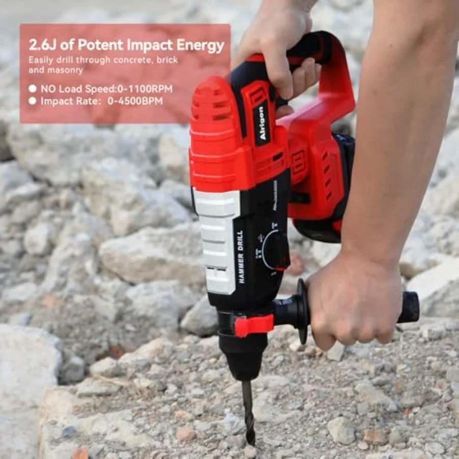 Akku-Bohrhammer, kompatibel mit 18 V Akku, bürstenloser SDS 2,6 Joule Bohrhammer für den Heimgebrauch in Beton