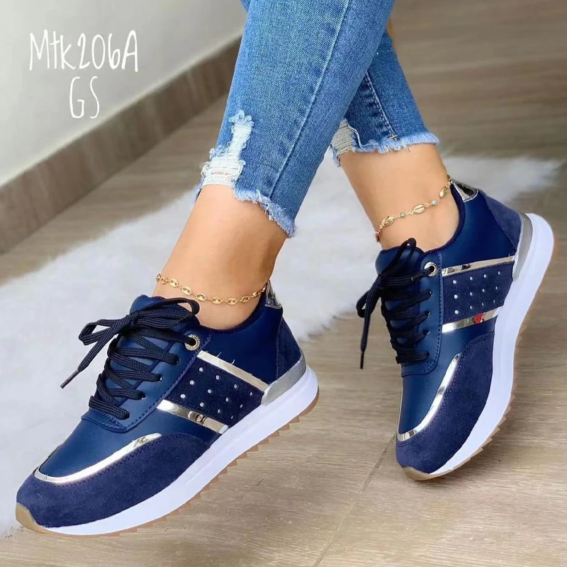 ATZQOU Sneakers Women Platform Shoes Leather Patchwork woman Casual shoes Sport Shoes Ladies Outdoor Running Vulcanized Shoes