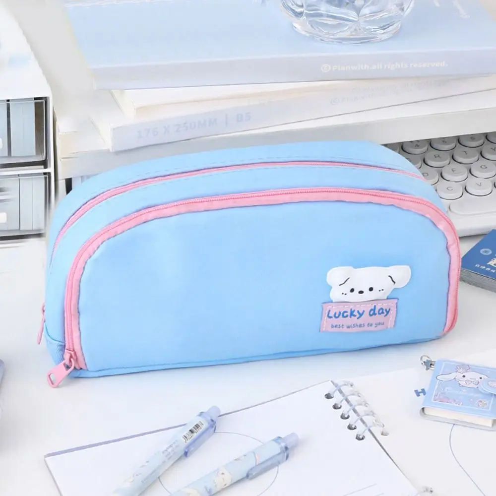 Korean Style Y2K Stationery Bag Large Capacity Aesthetic Desktop Storage Multi Layer Cartoon Kawaii Cute Pen Pouch