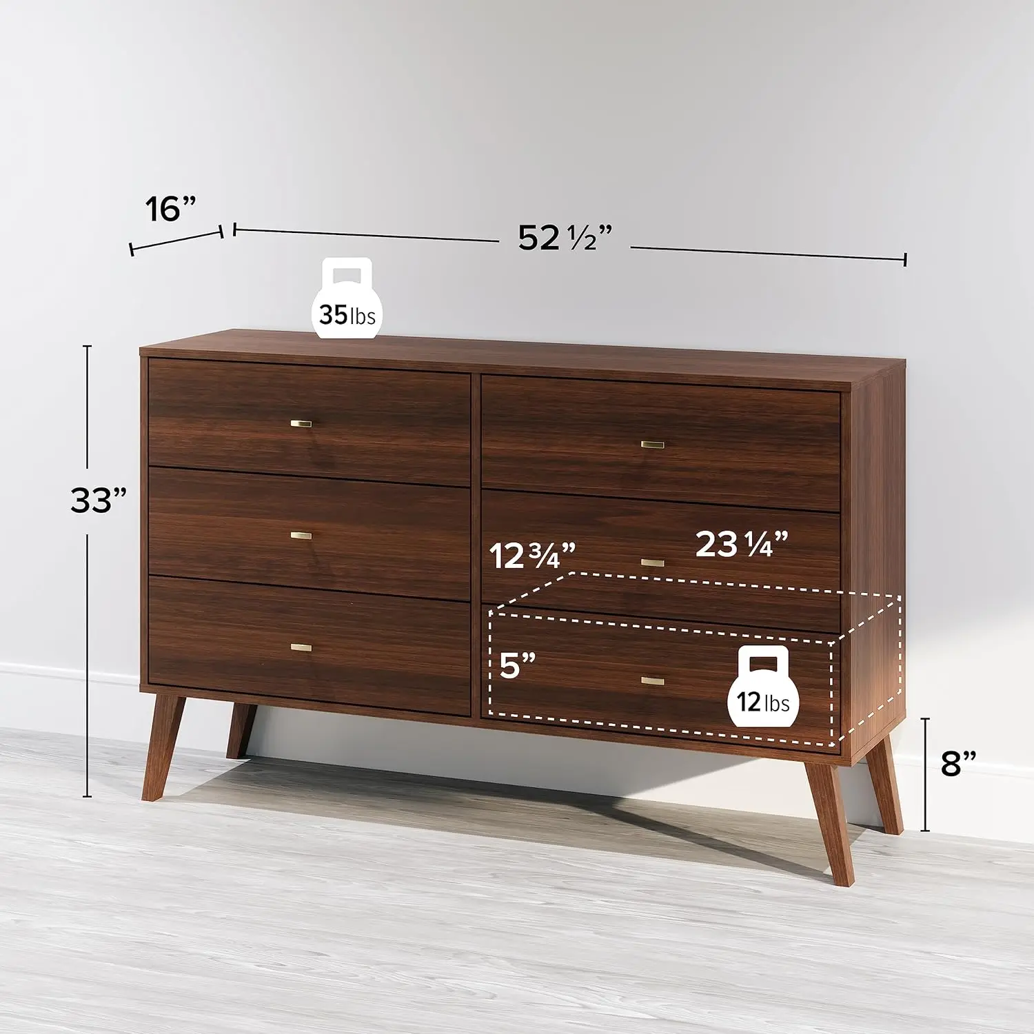 6 Drawer Dresser for Bedroom, 16