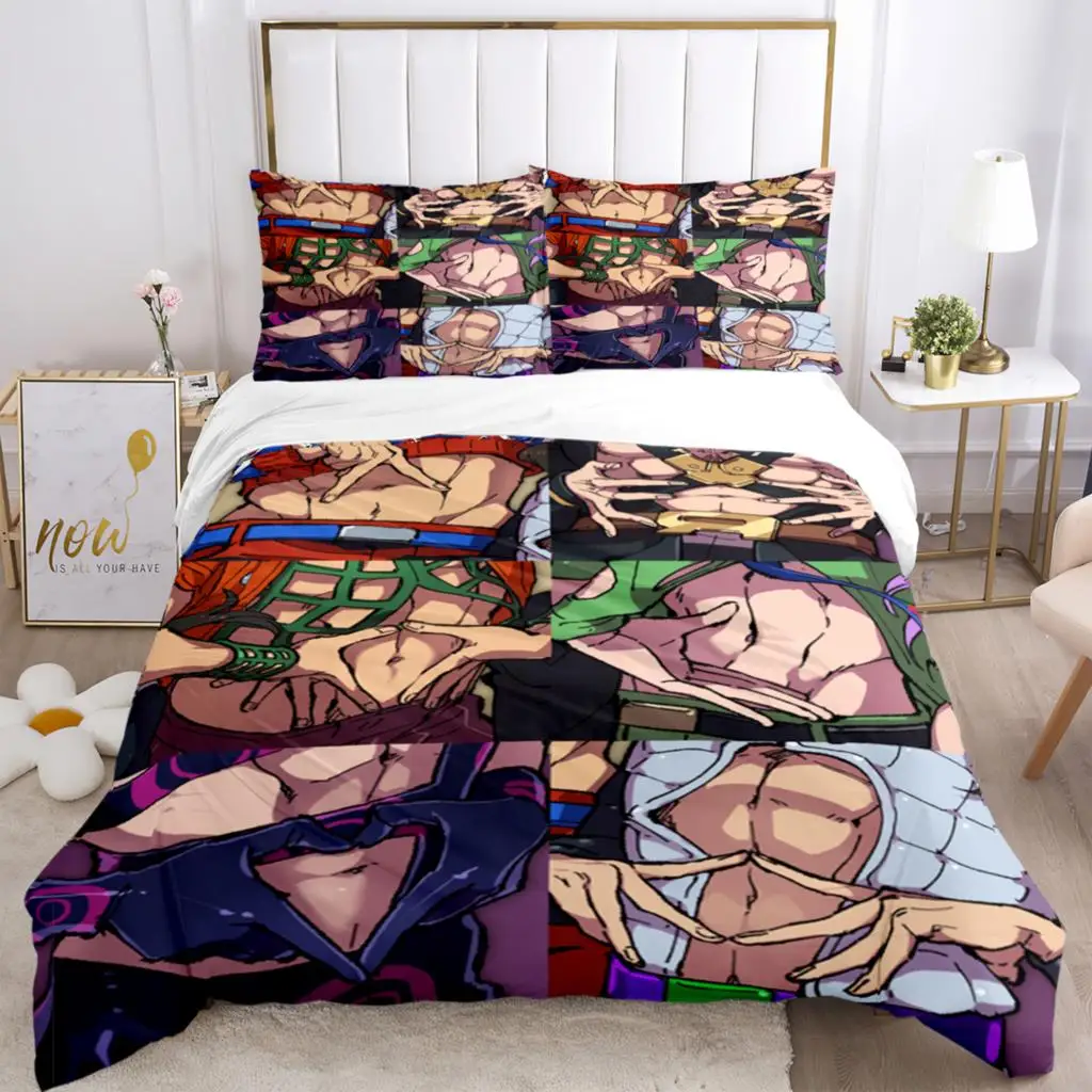 Imagem -03 - Jojo-conjunto de Cama Anime para Adultos Capas para Colchas Fronhas Cama Presente para Meninos ou Adultos Artigos de Moda Peças