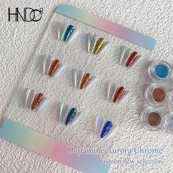 HNDO New Aurora Chrome Powder Metallic Mirror Effect for Gel Polish Nail Art Decoration Color Shift Pigment Dust Nails Design