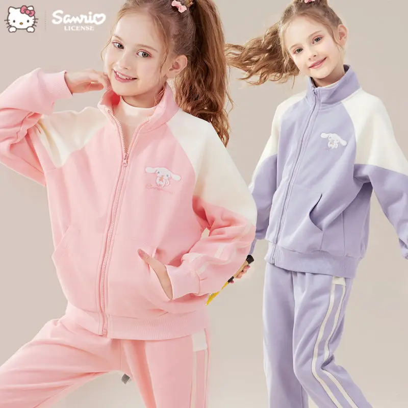 

Anime Sanrio Cinnamoroll Girls Sportswear Kids Sweatshirt Sportpants Suit Casual Jacket Pants Spring Autumn Children's Clothing