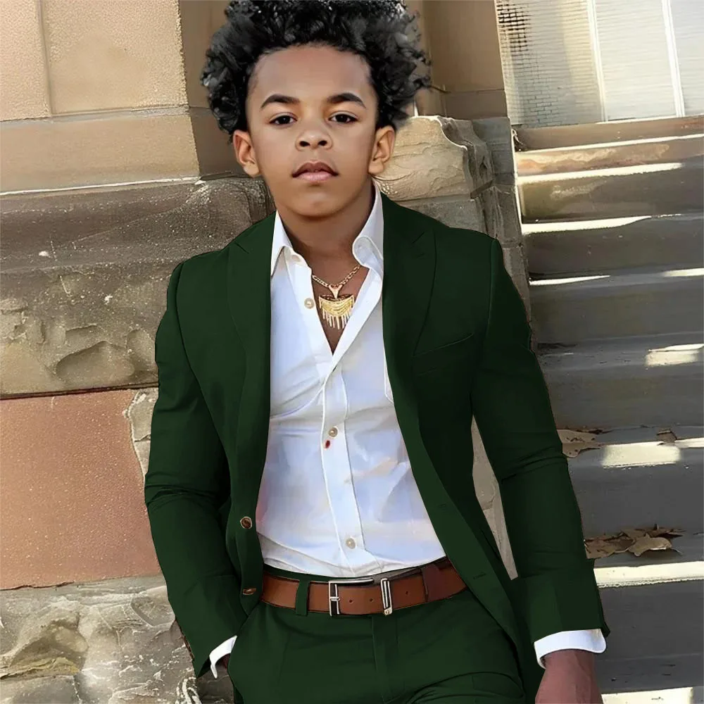 Casual Suit Boys Wedding Tuxedo Light Green Jacket Pants 2 Piece Set Formal Clothes Holiday Party Blazer Kids Custom Outfit