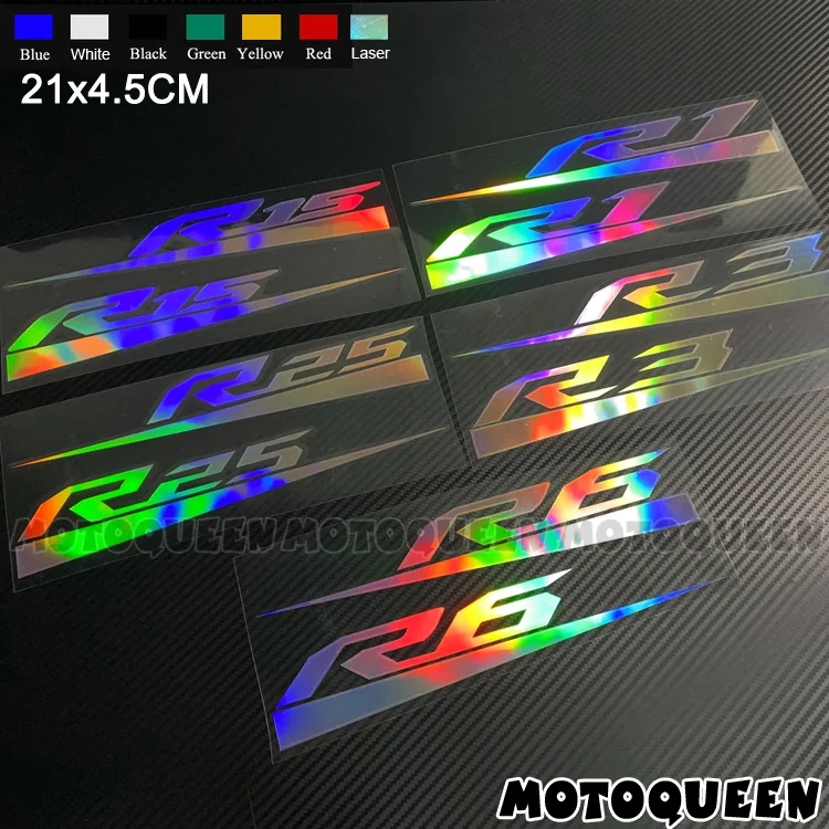 

2X Motorbike Motorcycle Wheels Fairing Tank Pad Reflective Logo Label Decals Stickers For Yamaha YZF R7 R6 R3 R25 R15 R1