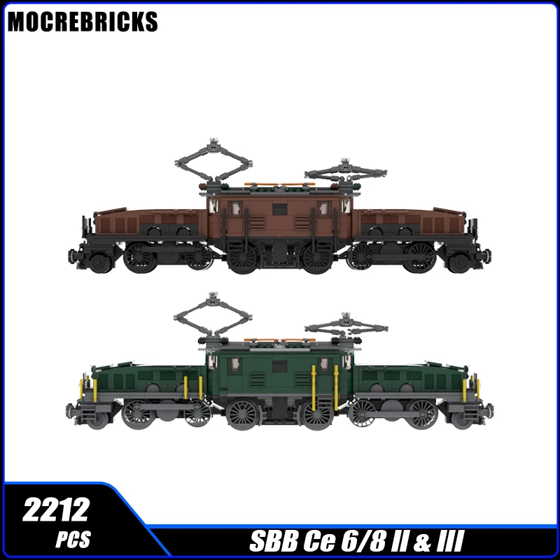 City Freight Locomotives SBB Ce 6/8 II & III Train MOC Building Block Railway Transport Assemble Model Brick Toy Children Gifts