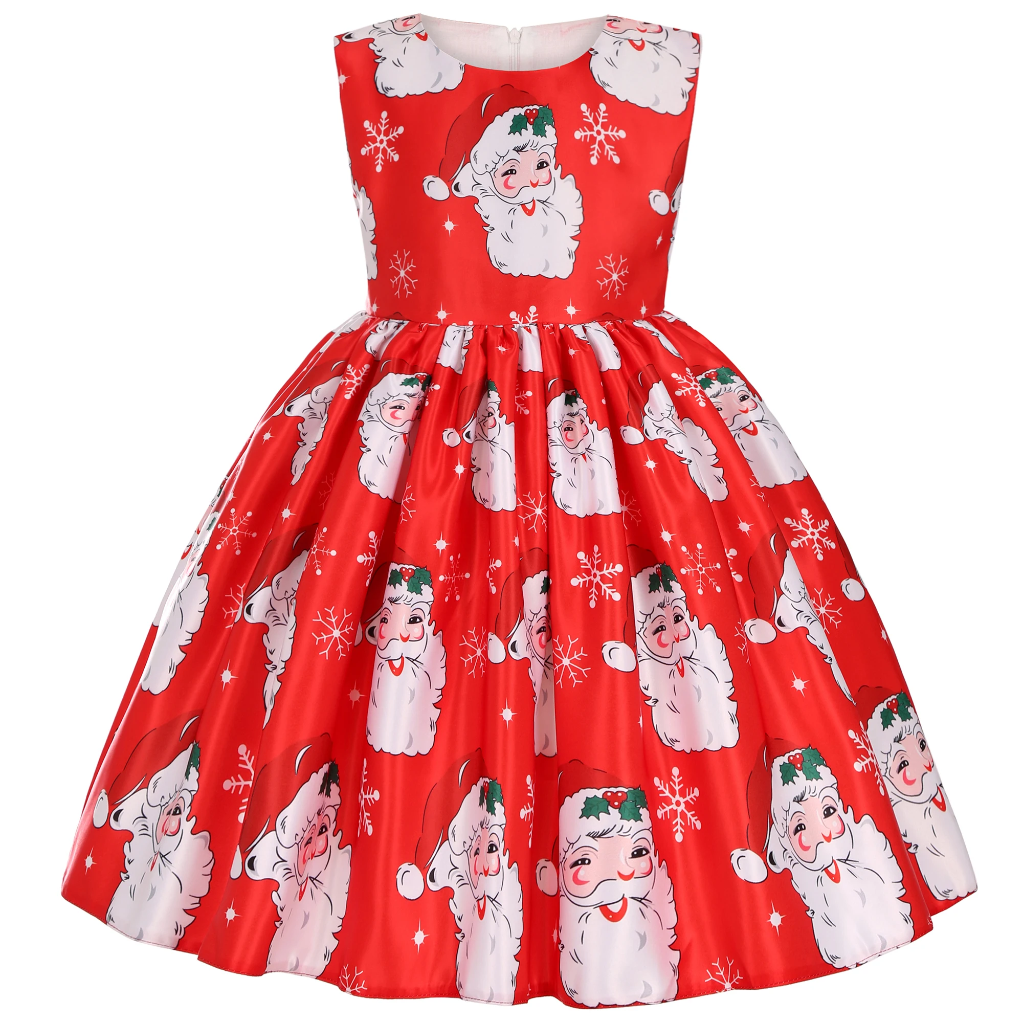 25 Neue Mädchenkleider Weihnachtsmann Schneekind Kleid Cartoon-Druck Prinzessinnenkleid Weihnachtskostüm Ins