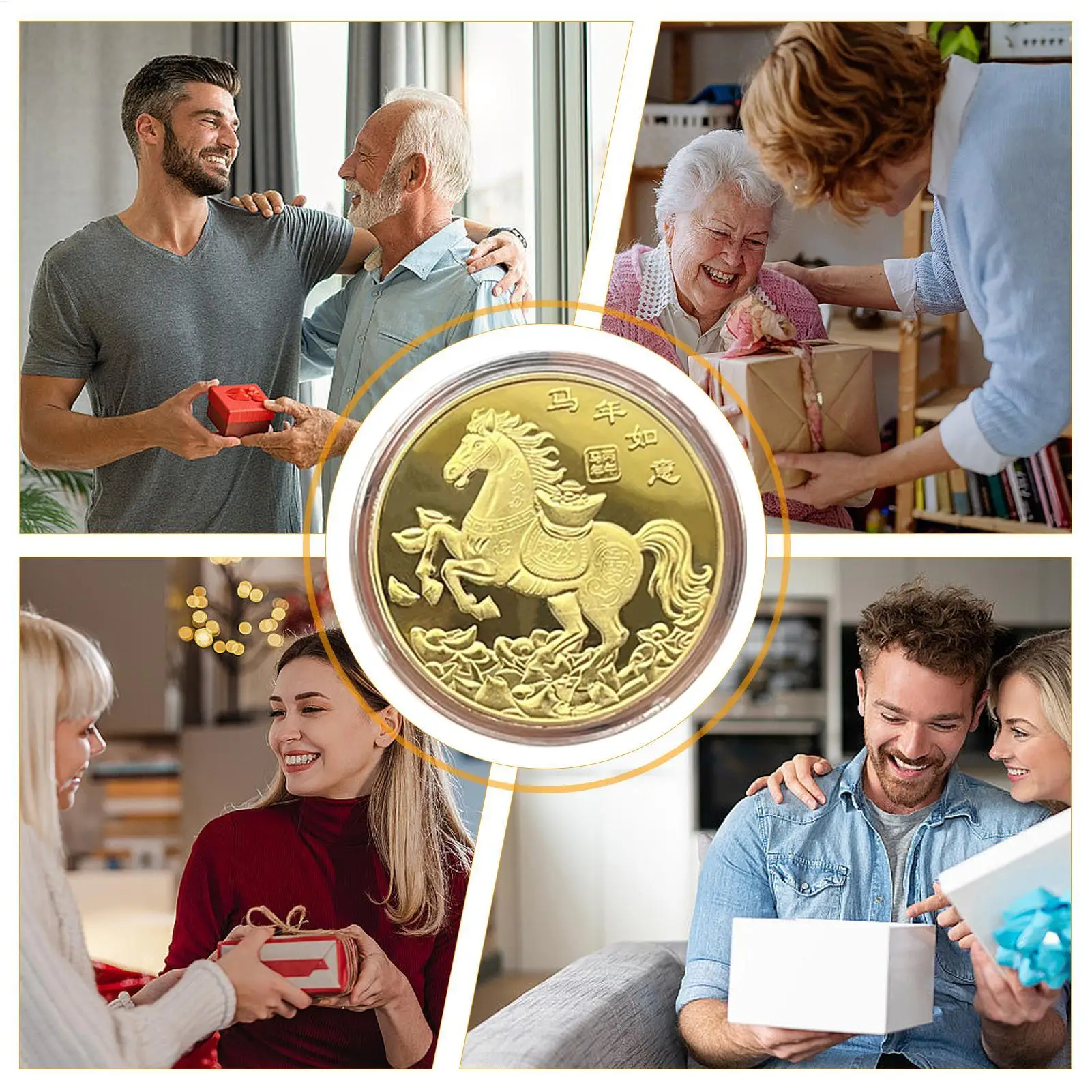 السنة الصينية الجديدة الحصان عملة الحظ الصينية عملة 2026 السنة الجديدة للحصان تذكارية تذكارية تذكارية تذكارية للبالغين