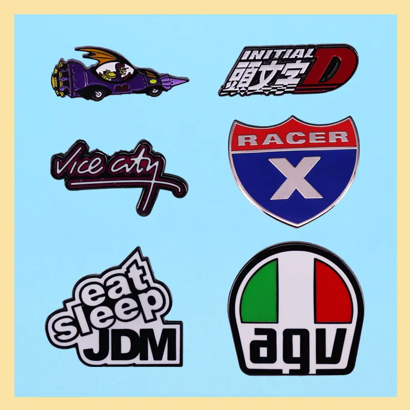 Racecar Metal Brooch Collecting Classic Animation Enamel Pin Send Friend Fans Boutique Medal Gift Cartoon Badges
