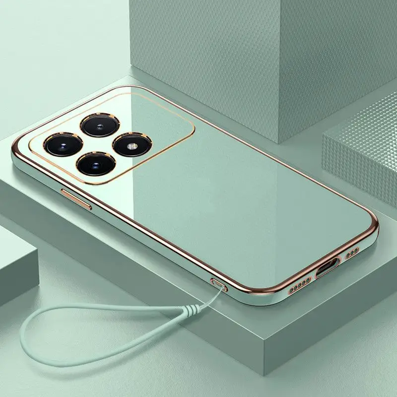 For Xiaomi Poco F6 Pro 5G Case Xiaomi Poco F6Pro Phone Case Straight frame Square Plating Silicone Back Soft rubber Cover