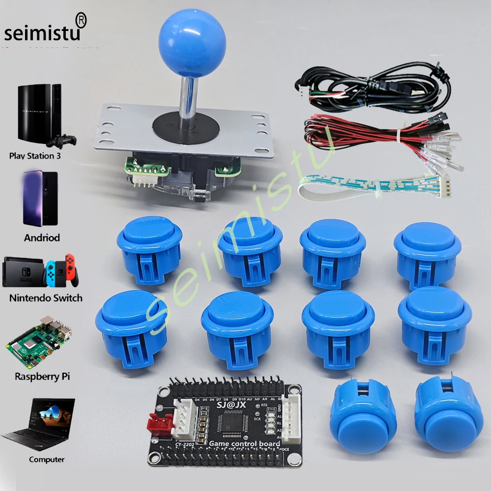 Zero Delay Arcade Game DIY Kit for Push Button Copy SANWA Joystick 1 Player COIN USB to PC / Raspberry Pi Android PS3