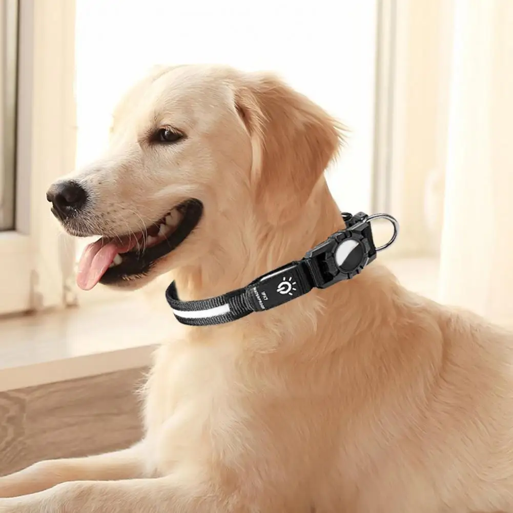 Pet Collar with Quick-release Buckle Waterproof Led Dog Collar with Usb Rechargeable Light for Night Safety for Airtag for Night