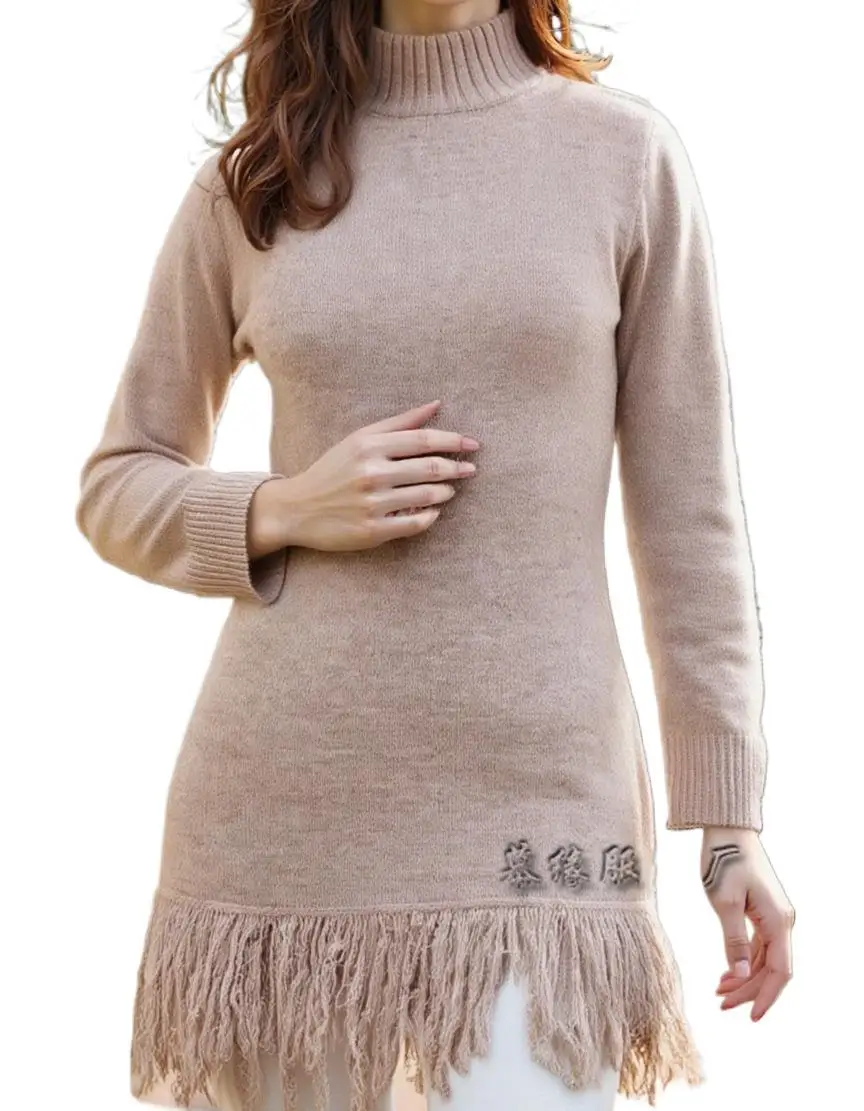 

2025 New Fashion Turtleneck Knitted Sweater Women In Winter Casual Loose Splicing Solid Color Long-sleeved Top For Women