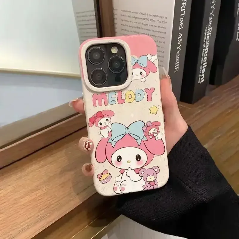 Olá kitty anime kawaii sanrio doce caso de telefone bonito dos desenhos animados minha melodia terno para iphone15plus 14 apple capa presentes para meninas