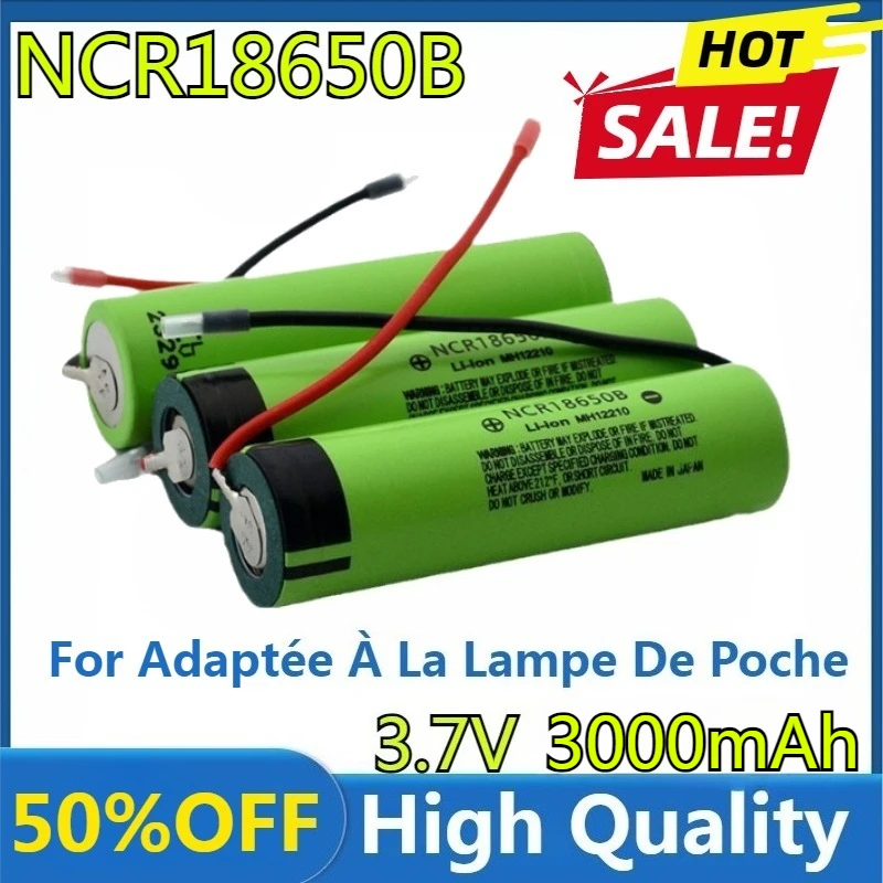 

New High quality replaceable NCR18650B 18650mAh, 3000mAh 3.7V Batterie For Adaptée À La Lampe De Poche
