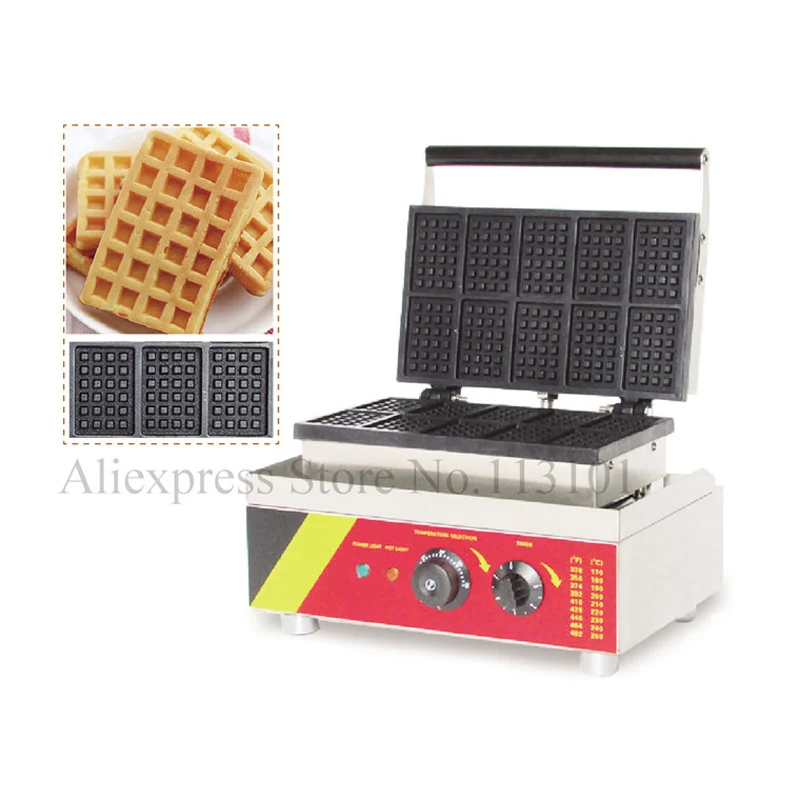 

Small Rectangle Waffle Machine Nonstick Stainless Steel Square Waffle Maker With 10 Pcs Waffle In One