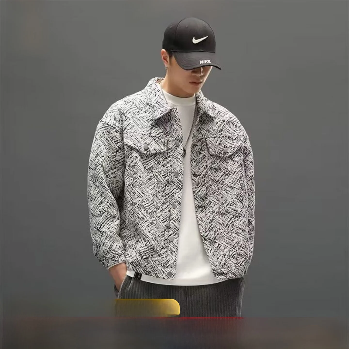 

GPstudio American Retro Embroidered Snowflake Denim Jaet Men's Trendy Loose Workwear Jaet Spring Autumn Sle