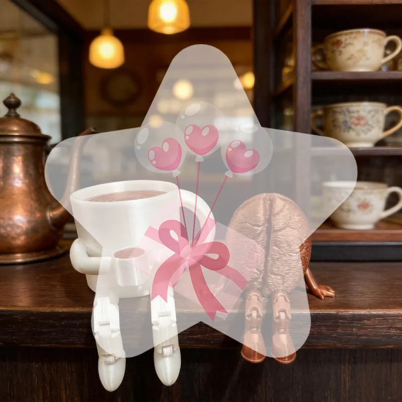 3D 3D Printed Coffee Partner Cute Coffee Cup Coffee Bean Desk Decor Fidget Toys For Coffee Lovers Home Office Ornaments - Aliexpress Deal