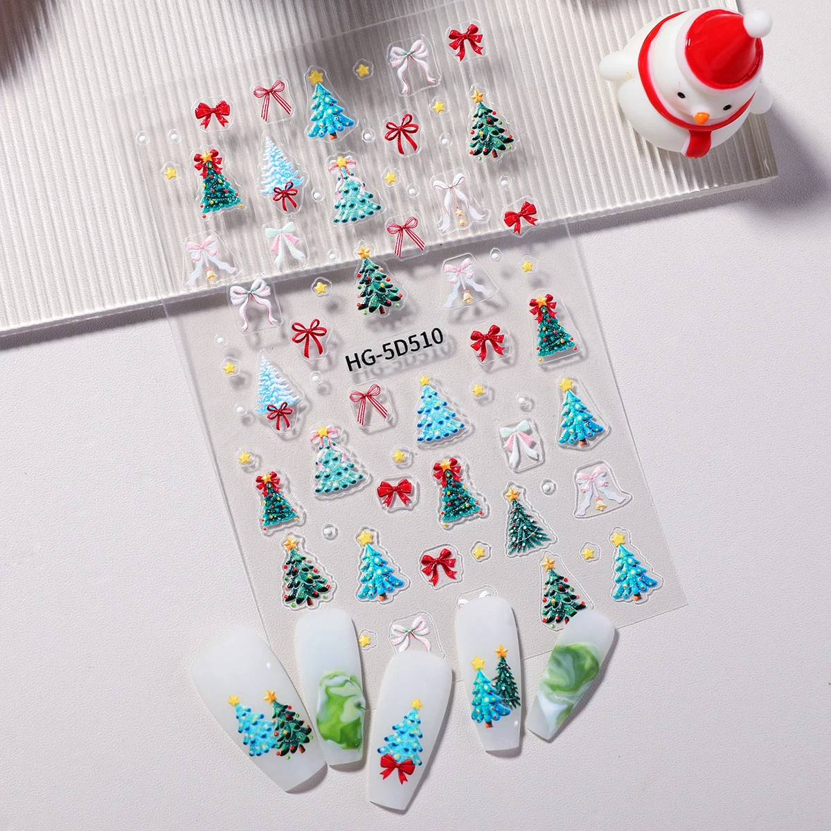 1/2 pezzi nuovo autunno/inverno albero di Natale adesivi per unghie 5D carino Babbo Natale adesivi per unghie fai da te adesivi per la contabilità decorazione