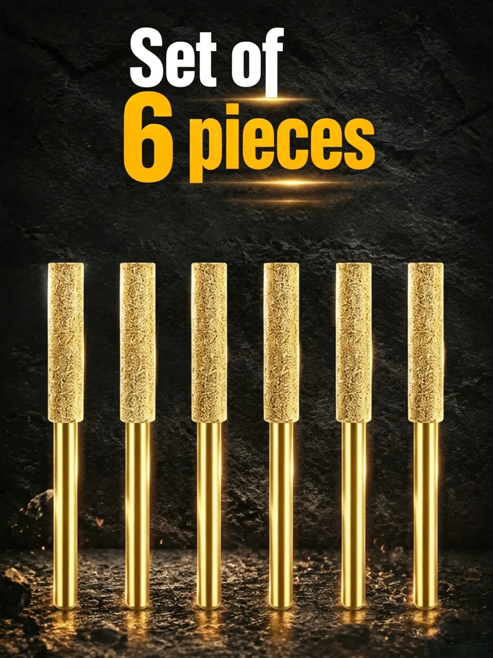 6pcs Diamond Coated Cylindrical Burr 4mm Chainsaw Sharpener Stone File Chain Sharpening Carving Grinding Tools Kits