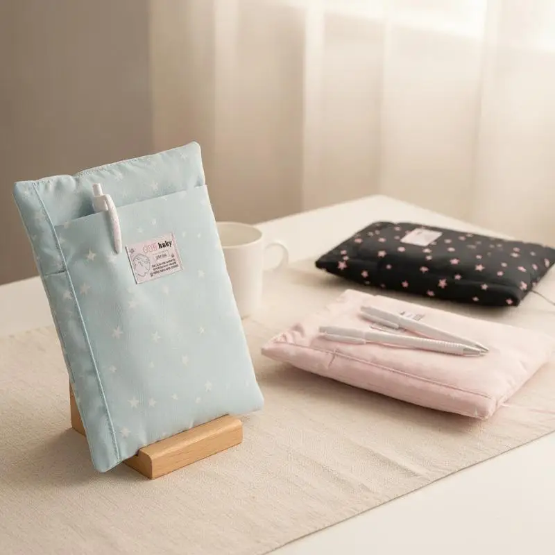 Portable Multipurpose Star Print Book Sleeve Fits A5 Size Notebook Protector Cover for School Students